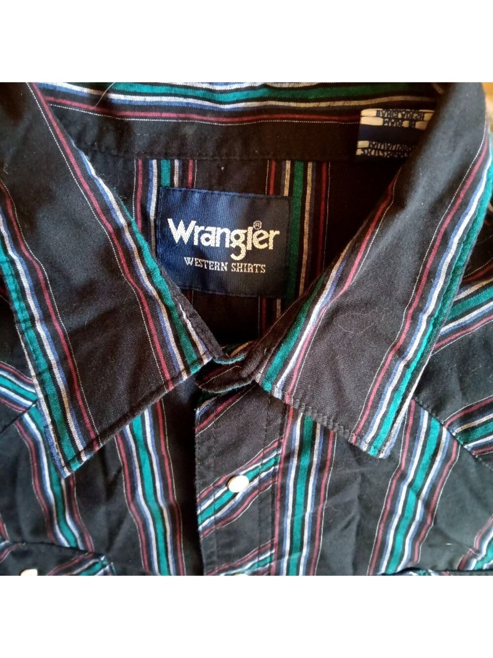 2XT Vintage Wrangler Western Shirt Striped Snap Cowboy Black Purple 1990's